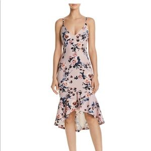 Floral Print Flounced-Hem Dress Blush